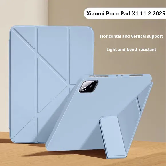 

Smart Leather Flip Case For Xiaomi Poco Pad X1 11.2 inch 2025 Poco Pad M1 12.1inch Y-Folding Bracket Protective Cover