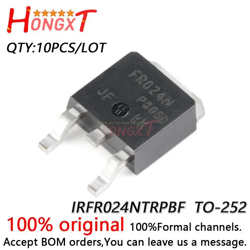 10PCS 100% NEW Original chip IRFR024NTRPBF TO-252 MOSFET N channel.