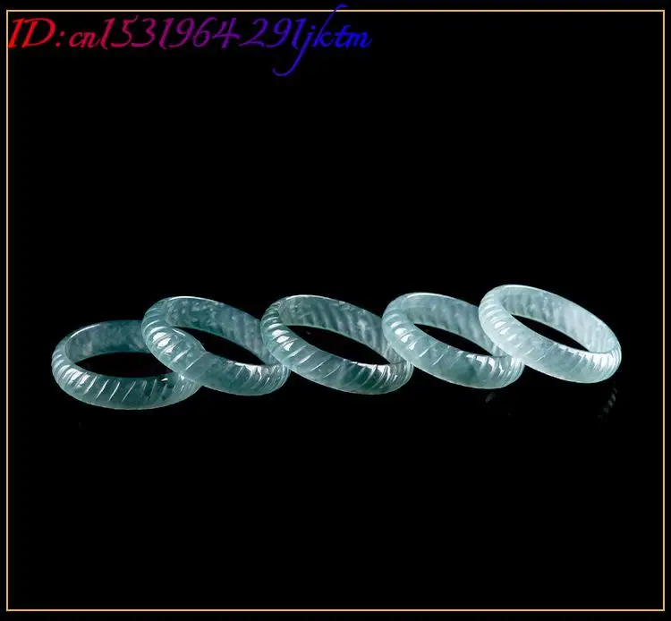 Blue Real Burmese Jadeite Rings Luxury Emerald Carved Gifts Vintage Amulet Designer Burmese Jade Natural Jewelry Accessories view 4