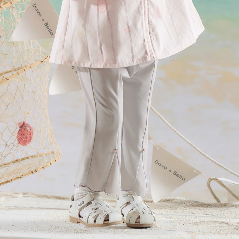 Dave Bella Girls Knitted Pants Children Summer Clothes Kids Outdoor Trousers Cool Elastic Waist Casual Fashion Comfort DB2261439