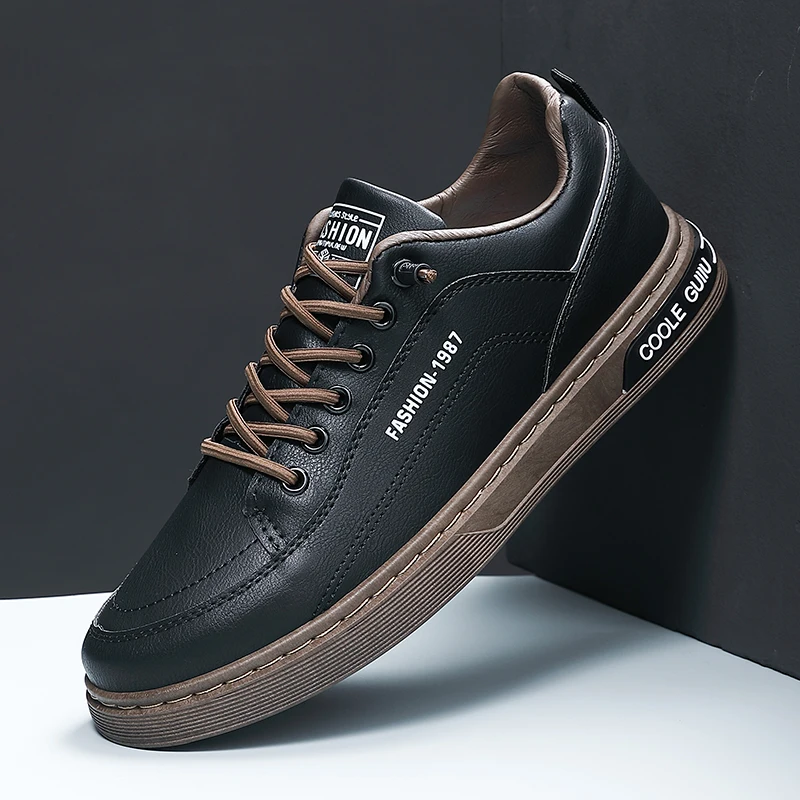 

2023 Men PU Leather Casual Shoes Vulcanize Walking Sneakers Driving Shoes Fashion Slip-On Loafers Moccasin Footwear Flat Shoes