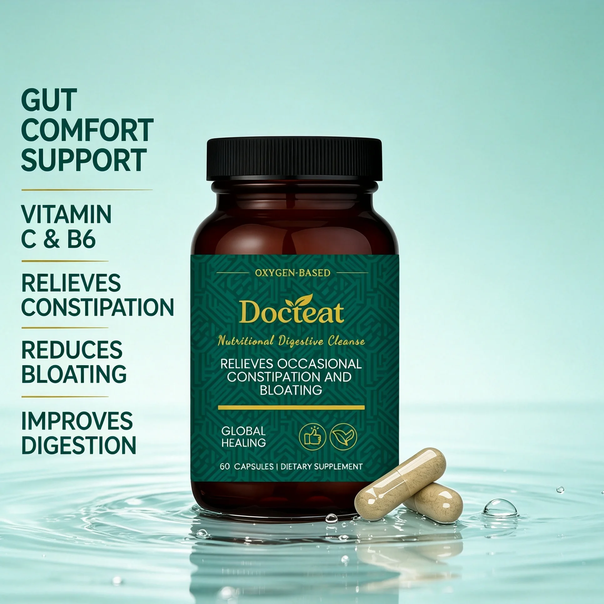 Digestive Gut Support Capsules Vitamin C B6 Relieve Stomach Bloating Constipation Improve Intestinal Digestion Health Supplement