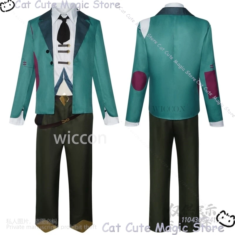 Ekko Cosplay Anime Game LOL Arcane S2 Costume Green Suit Uniform Top Pants Wigs For Man Halloween Christmas Party Customized