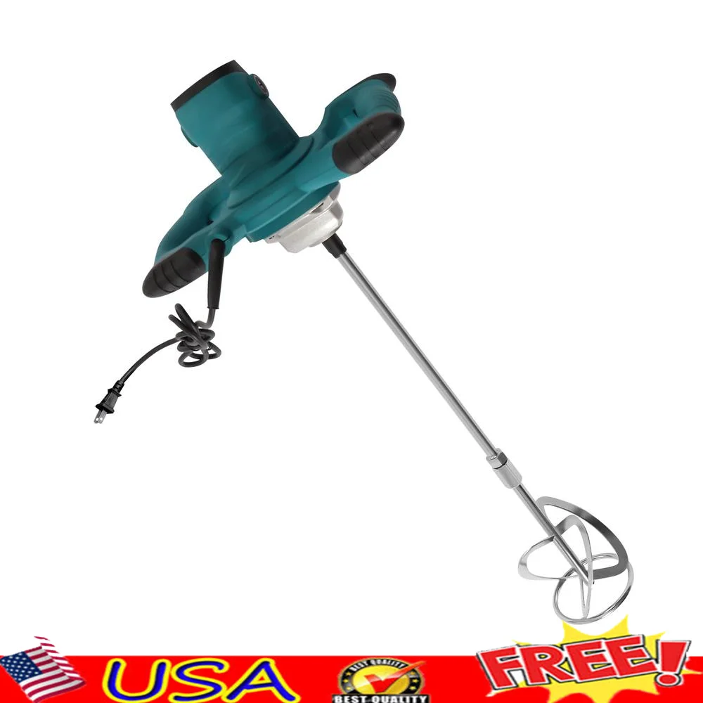 Portable Electric Concrete Cement Mixer 2400W 110V 1200RPM Handheld Rod Grout Stirring Mixer 6 Speed Iron Galvanized Head Alloy