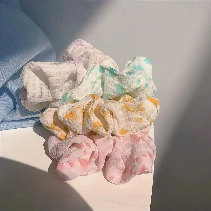 الحلو الأزهار كبيرة Scrunchies Ins العصرية الوردي الأبيض مرونة العصابات الشعر الطازجة الجنية إكسسوارات الشعر صيف جديد العلاقات الشعر الحبال
