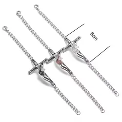 3 colors Stainless Steel Johnny Hallyday Bracelet Gourmette Croix Guitare Acier with Chain for Male Female Gifts