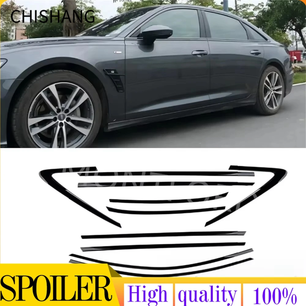 

Стайлинг автомобиля, черная стальная рамка для окон, полоски, накладка для AUDI A6 S6 2019-2023 (черный)