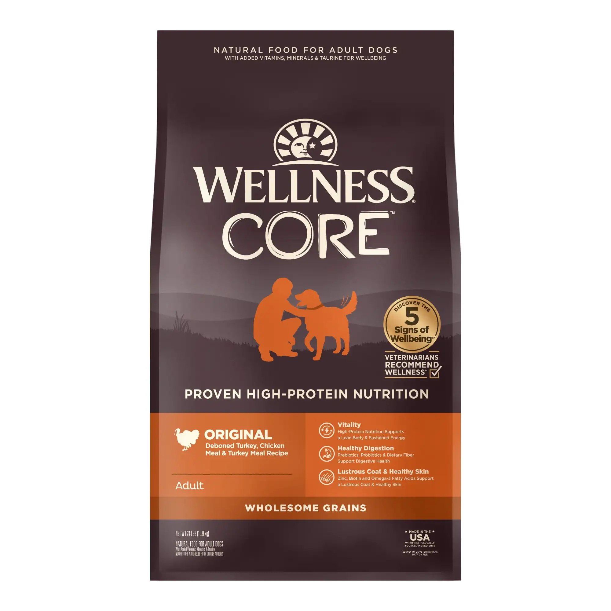 

Wellness Core Wholesome Grains Dry Dog Food, Original Recipe, 24 Pound Bag