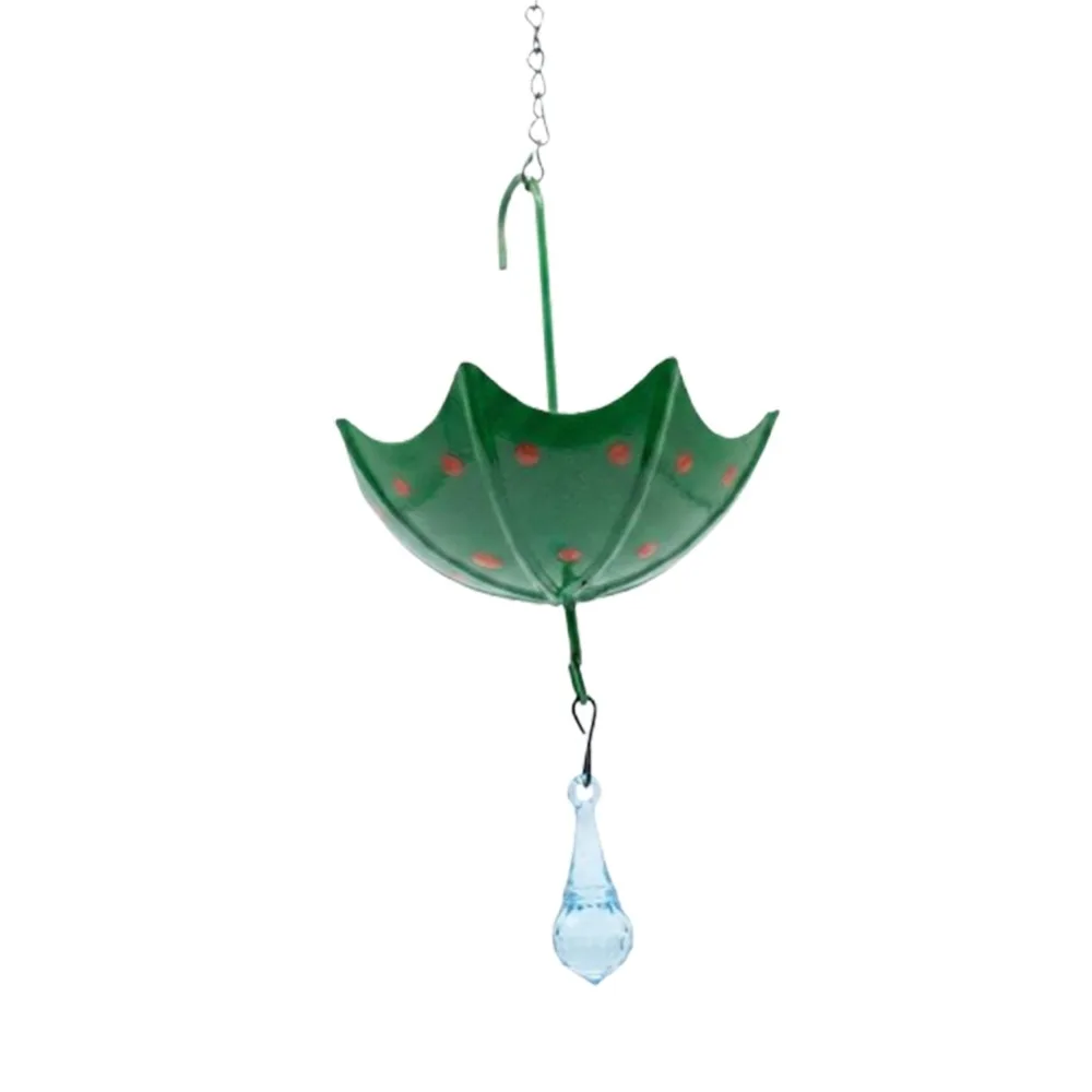 Umbrella-shaped Hanging Bird Feeder Cast Iron Art Colorful Garden Bird Bath Rustic Rainwater Collection Bird Feeding Station