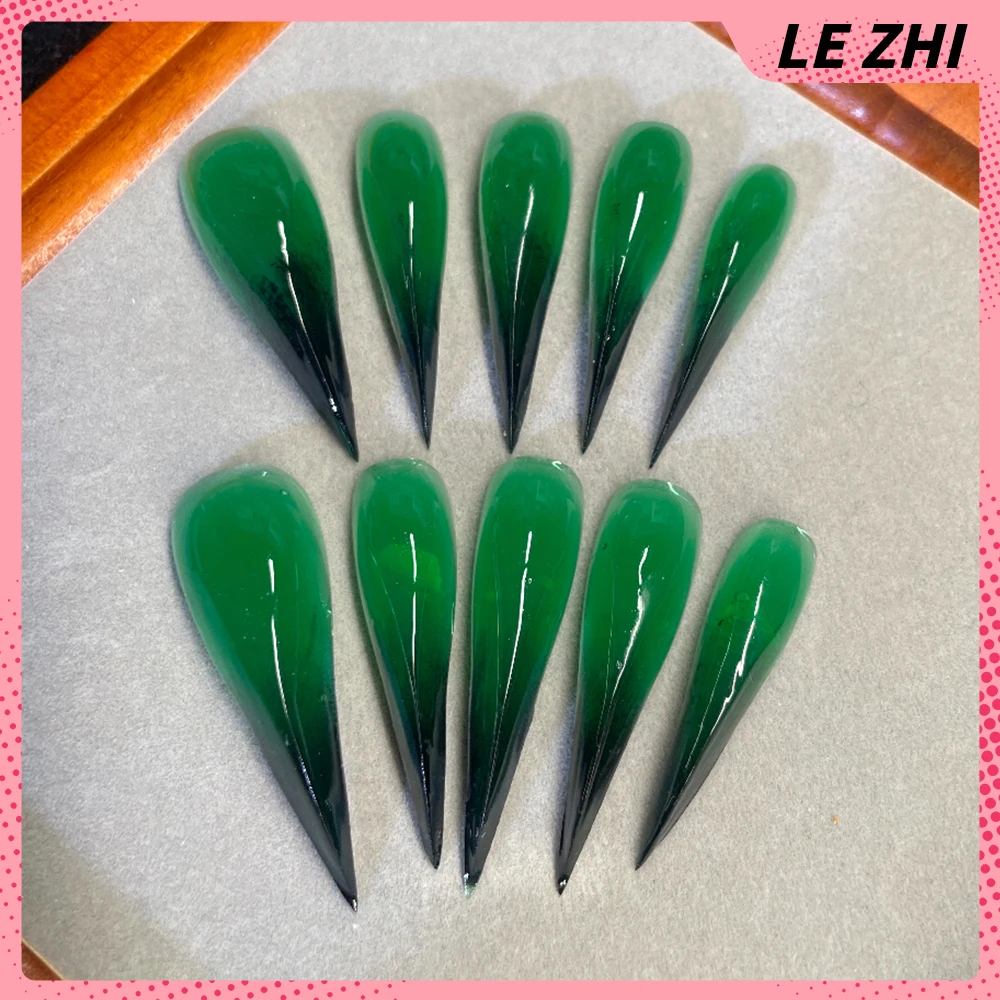 10Pcs Spice Girl Handmade Long Beast Claw Press On Nails Metal Rivets Cat Eyes Sequins Gradients Dragon Shape Claw Fake Nails view 3