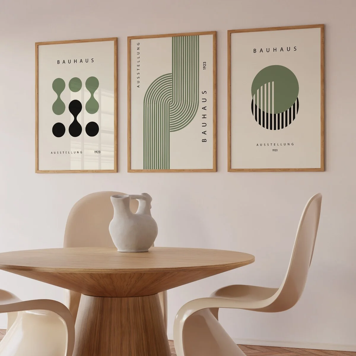 مجموعة من 3 طباعة فنية جدارية هندسية تجريدية من باوهاوس باللون الأخضر، ملصق معرض باوهاوس، ملصق حديث، معرض جدار الفن، مجموعة طباعة باوهاوس، هدية مثالية لغرفة النوم وممر غرفة المعيشة، ديكور الغرفة، ديكور المنزل، ديكور المكتب، بدون إطار #4