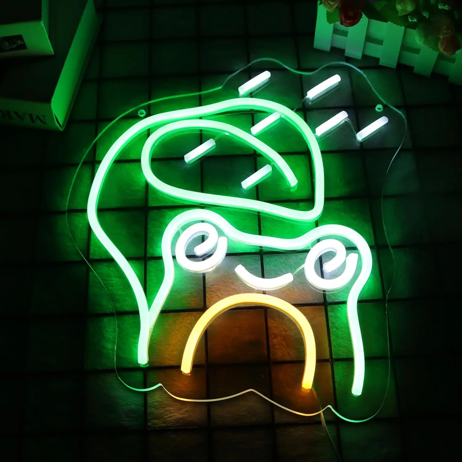 Leaf Frog Neon Sign Raindrop Fun LED Rainy Day Neon Lights USB Dimmable for Men Cave Game Room Living Room Party Bedroom Decor