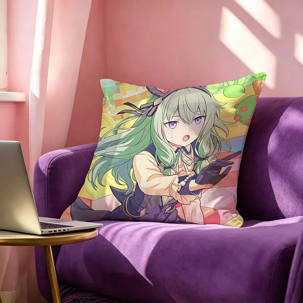 Kusanagi Nene Badge Music Game Cosplay Square Double-Sided printed Pillow Case Bedroom Bedside Pillow Sofa Cushion Cover