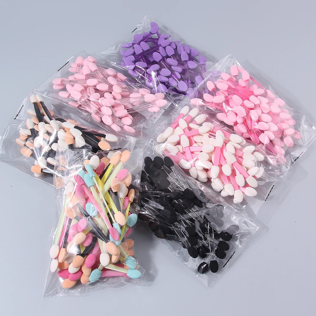 Paquete de 50 Brochas Desechables para Sombras de Ojos, Aplicadores de Esponja de Doble Punta, Herramientas de Maquillaje de Belleza