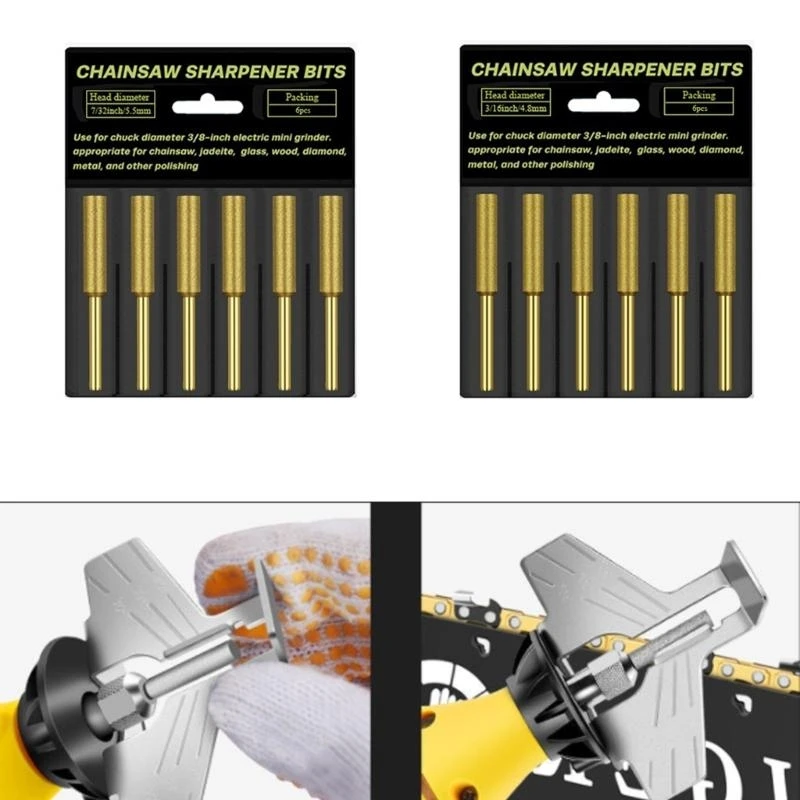 5ASD 6 pezzi durezza Affermare le teste macinazione della pietra forte resistenza diamante con a catena utensile