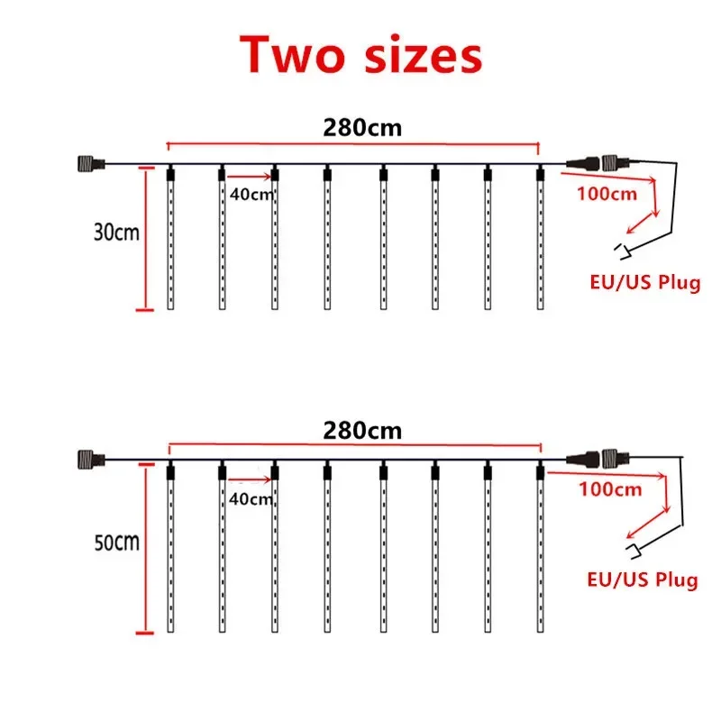 EU/US Plug 4/3/2/1 Set 2025 Christmas Meteor Shower Rain LED String Lights Decorations for Home Festoon Street Garland Wedding