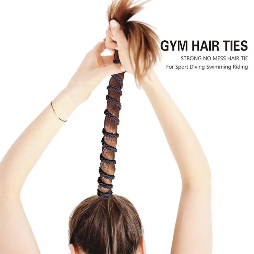 2PCS Elastic Sports Ponytail Anchor Windproof Fried Dough Twist Braid Hair Rope Twisted Design Twisted Hair Rope Outdoor Sport