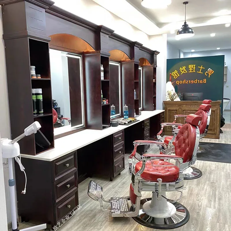 Customized BarBer men's hairdressing chairs, retro oil-head chairs for hair salons, barbershops, hair cutting, lifting and