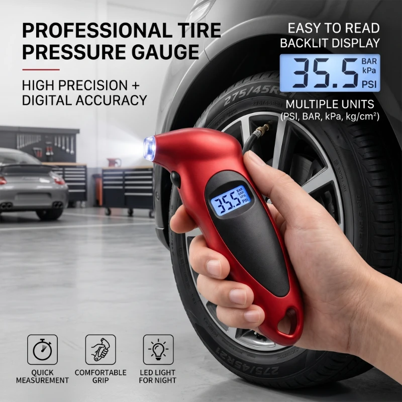 New Tire Pressure Gauge Backlight High-precision Digital Tire Pressure Monitoring Car Tyre Air Pressure Gauge Meter LCD Display