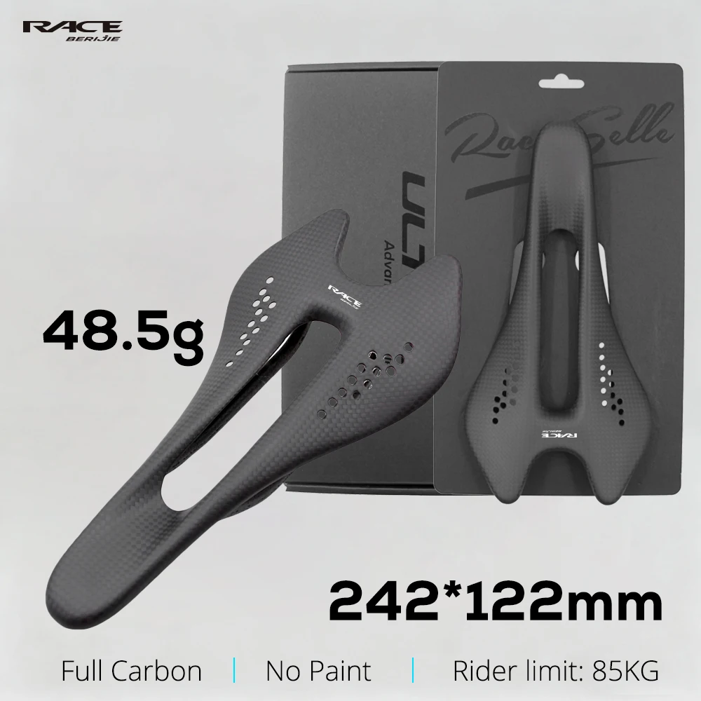

BERIJIE Ultralight Full Carbon Saddle 3K Weave Cushion,Oval 7*9mm, 242*122mm,Raw Road Cycling Seat,Bicycle saddle