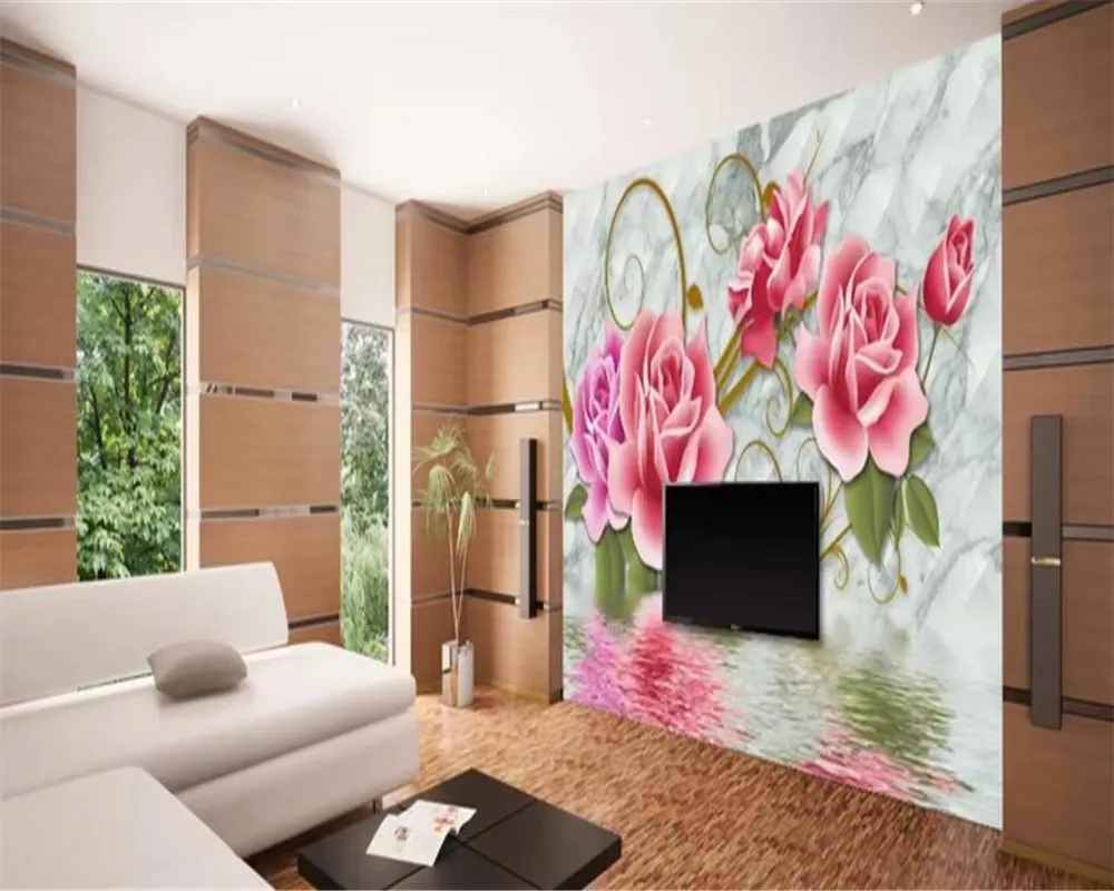 Custom wallpaper 3D Peony Flower Rose TV background wallpaper home decor living room bedroom murals 3d wallpaper