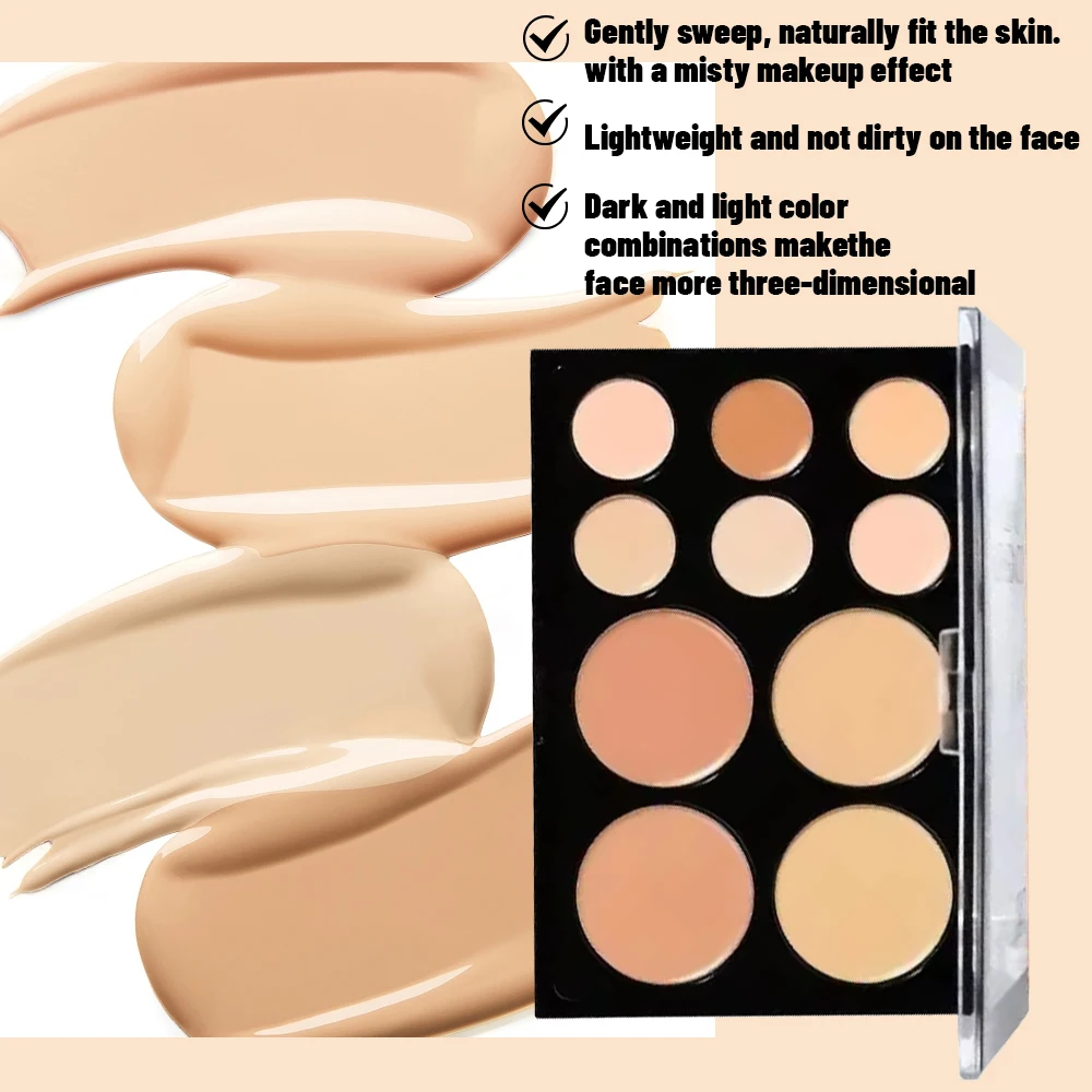 Paleta correctora de crema de 10 colores cobertura completa, corrector profesional para cubrir marcas, ojeras, líneas, pecas, tatuajes, resistente al agua