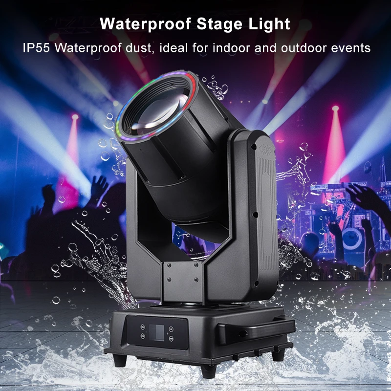 

Cabeza Móvil Haz LED 380W – IP65, Enfoque Electrónico, DMX512 para DJ y Escenario Exterior