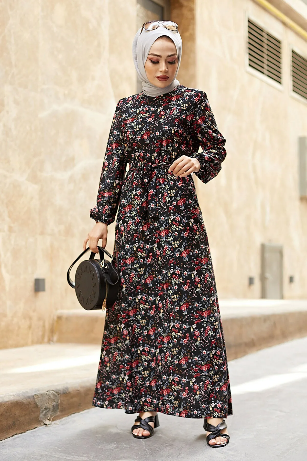 MDI Belted Shirred Dress-Black Winter Autumn 2021 Muslim Women Hijab headscarf Islamic Turkey