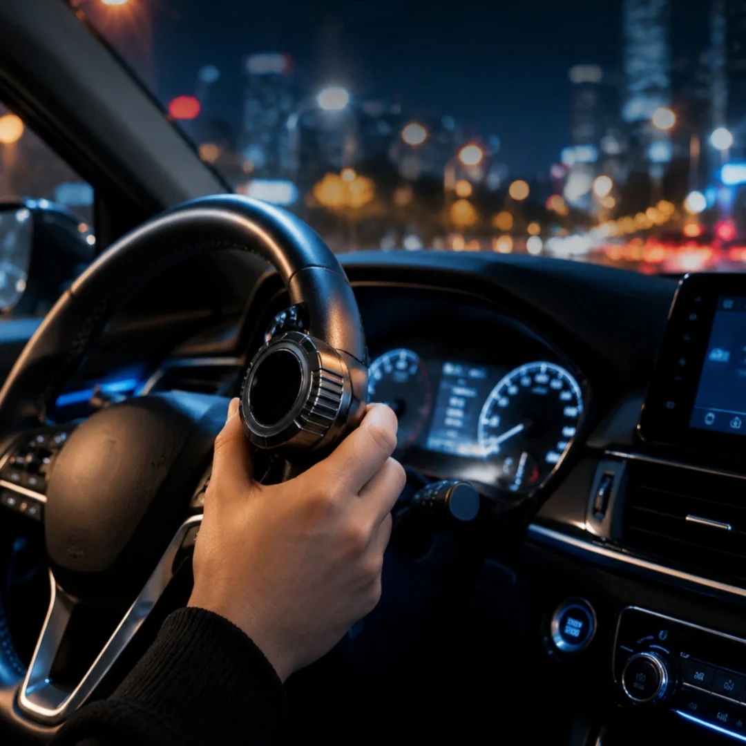 Neuer Einhand-Lenkrad-Drehknopf, Drehhilfe, Handsteuerhilfe, Hilfsgriff für das Fahren, Autozubehör – Detail 3