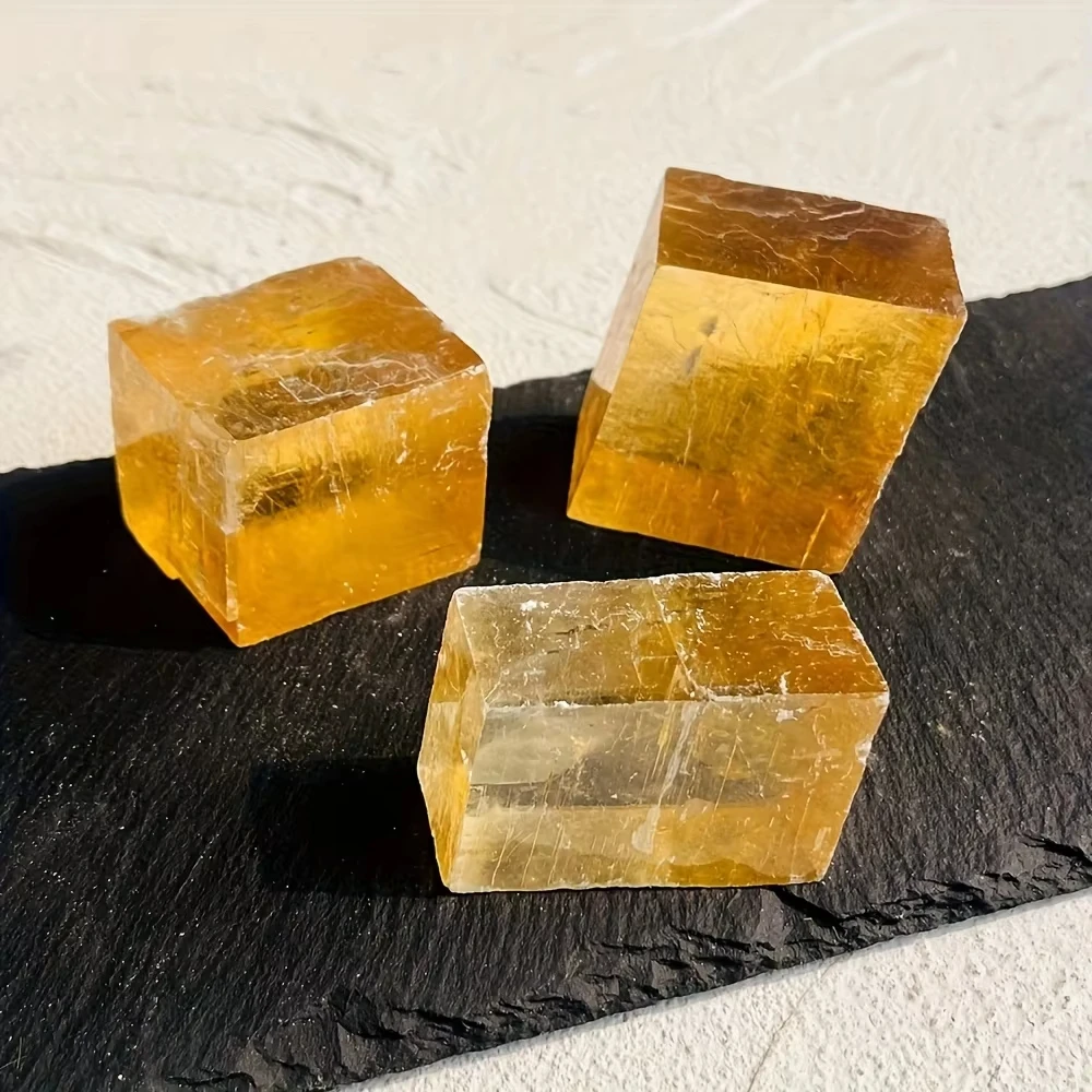 1pc Brazilian Optical Calcite Cube: Iceland Spar Crystal, Chakra Cleansing ，Unique Specimen for Collectibles and Educational Use