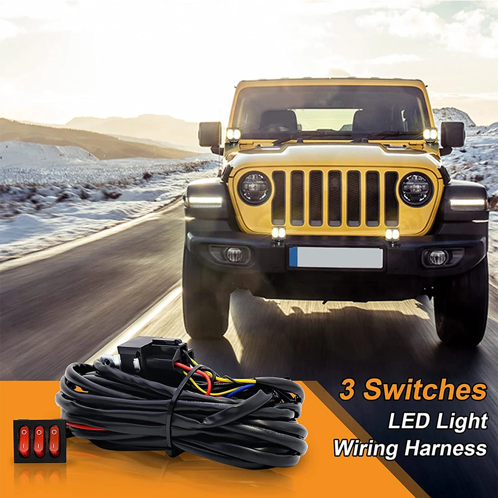 

Комплект жгутов проводов MOVOTOR с 2 выводами и 3 выключателями, 4 проводами, светодиодные боковые стручки для шутеров, жгут проводов для автомобилей, внедорожников