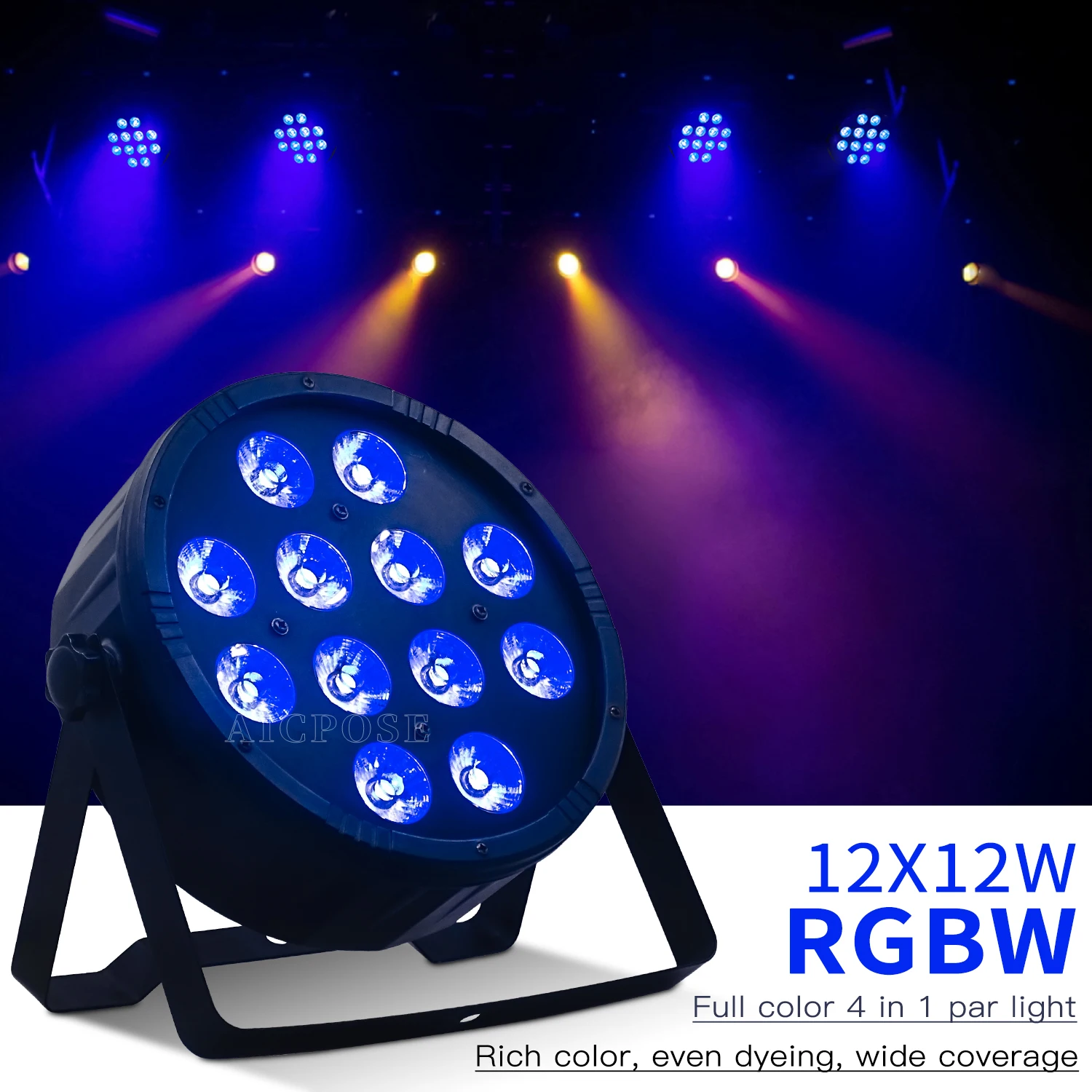 12x12 واط RGBW 4 في 1 LED الاسمية ضوء التحكم عن بعد شقة بقعة ضوء DMX512 التحكم للحزب الرقص استوديو DJ ديسكو المرحلة الإضاءة