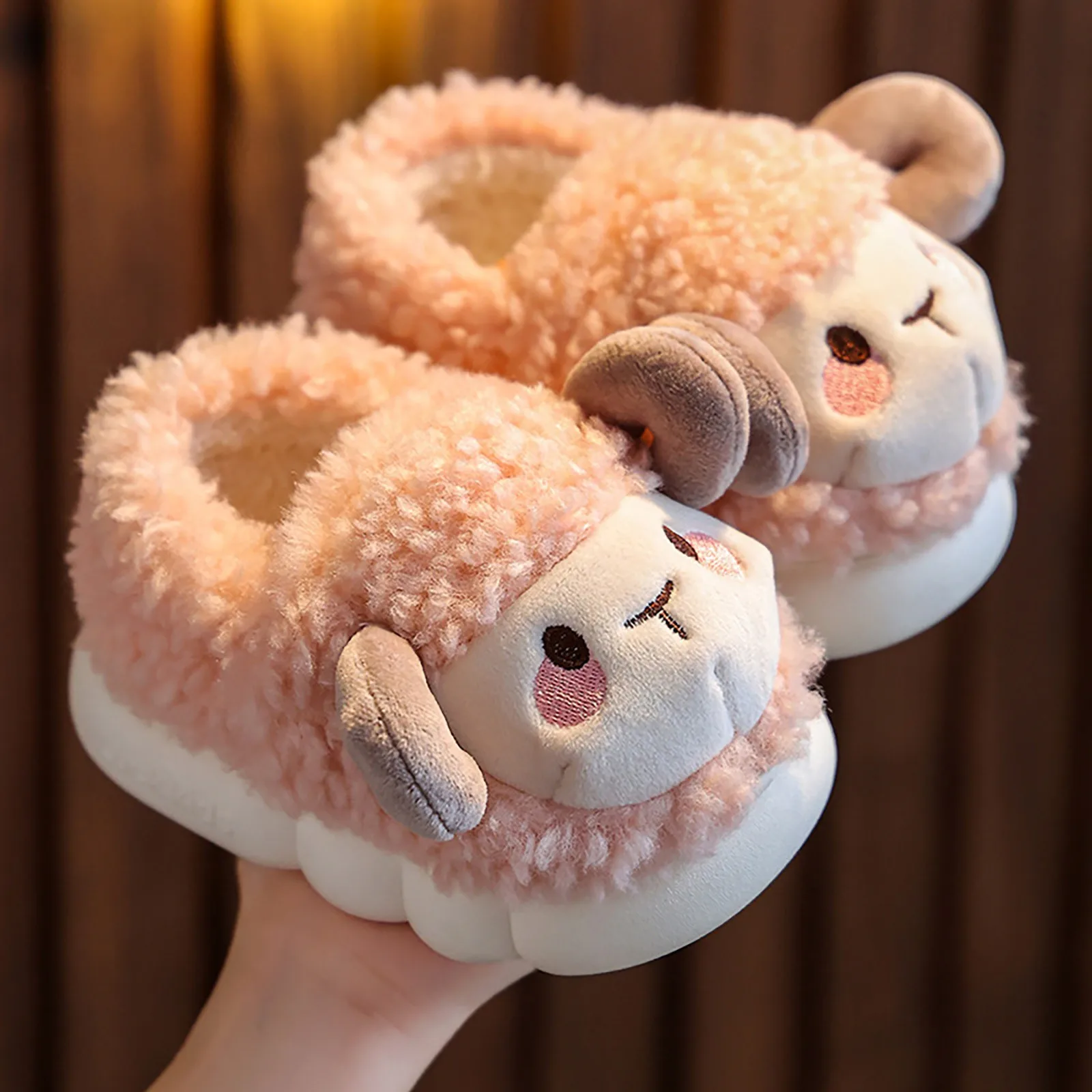 Toddler Infant Kids Baby Warm Plush Shoes Boys Girls Cute Cartoon Soft Sole Slippers Children Autumn Winter Home Indoor