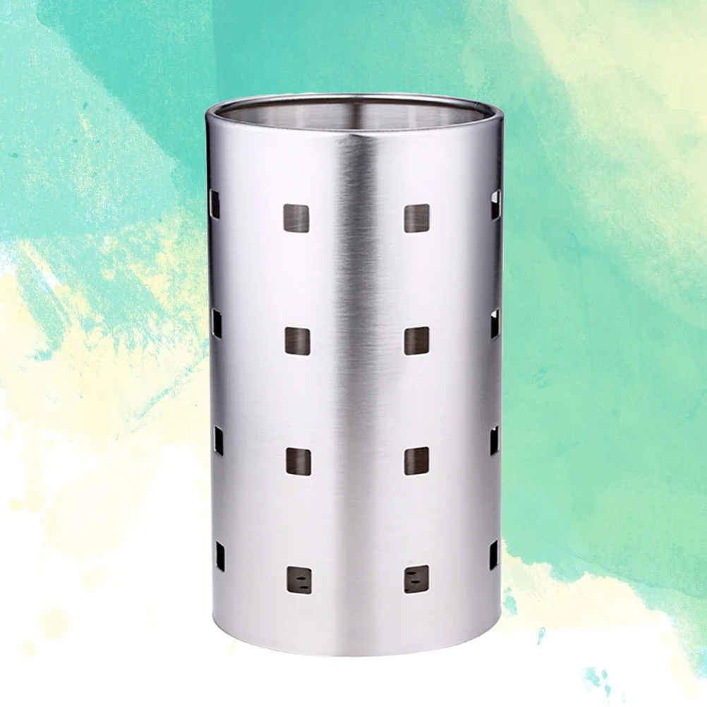 

Large Stainless Steel Flatware Organizer with Drain Holes Utensil Holder for Kitchen Countertop Storage Cooking Tools Drying