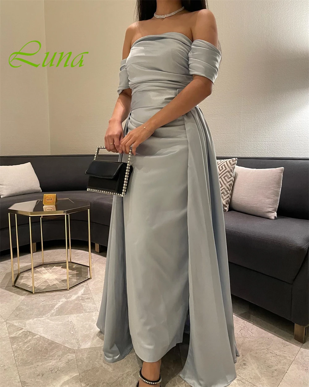 Customized Exquisite Off the Shoulder Sleeveless Evening Dress High Quality Jersey Prom Dresses Temperament Homecoming Gowns