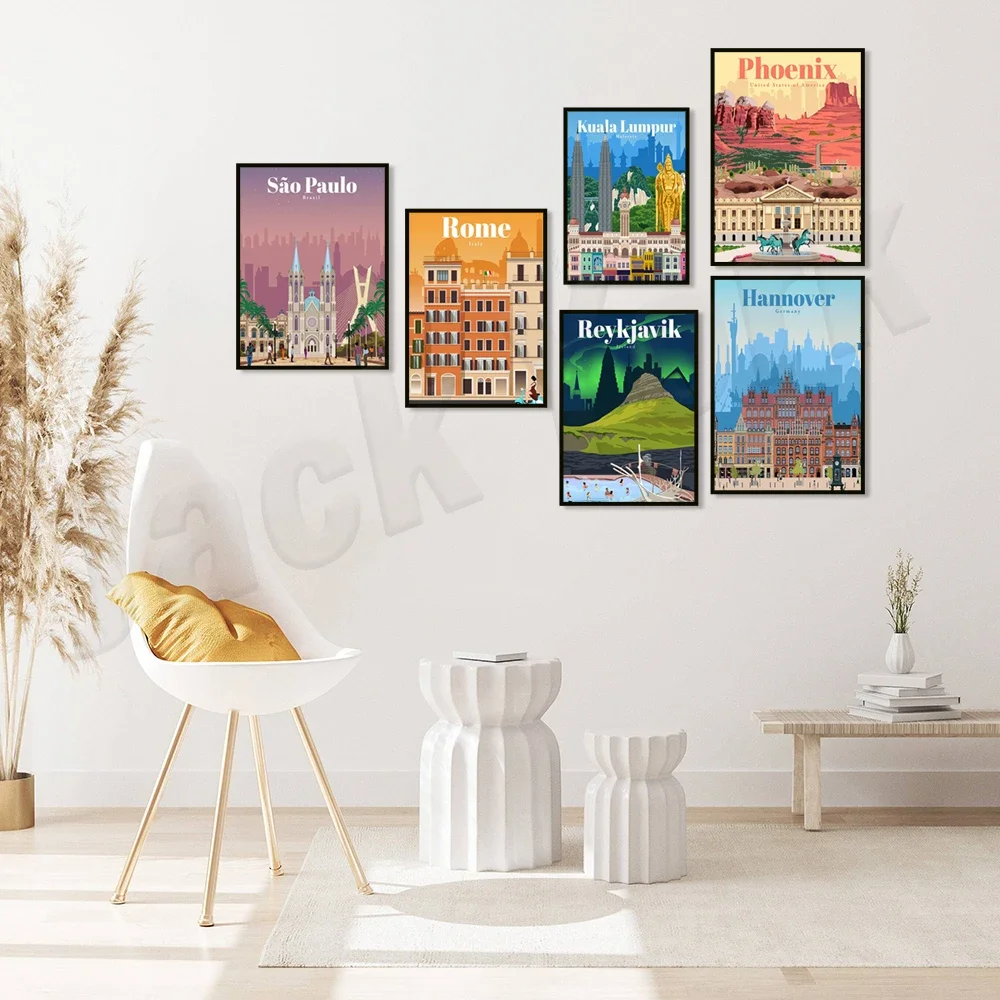 Reykjavik, Germany, Turkey, Kuala Lumpur, Malaysia, Russia, Kuwait City, Rome, Dubai, Barcelona, Phoenix city, skyline poster