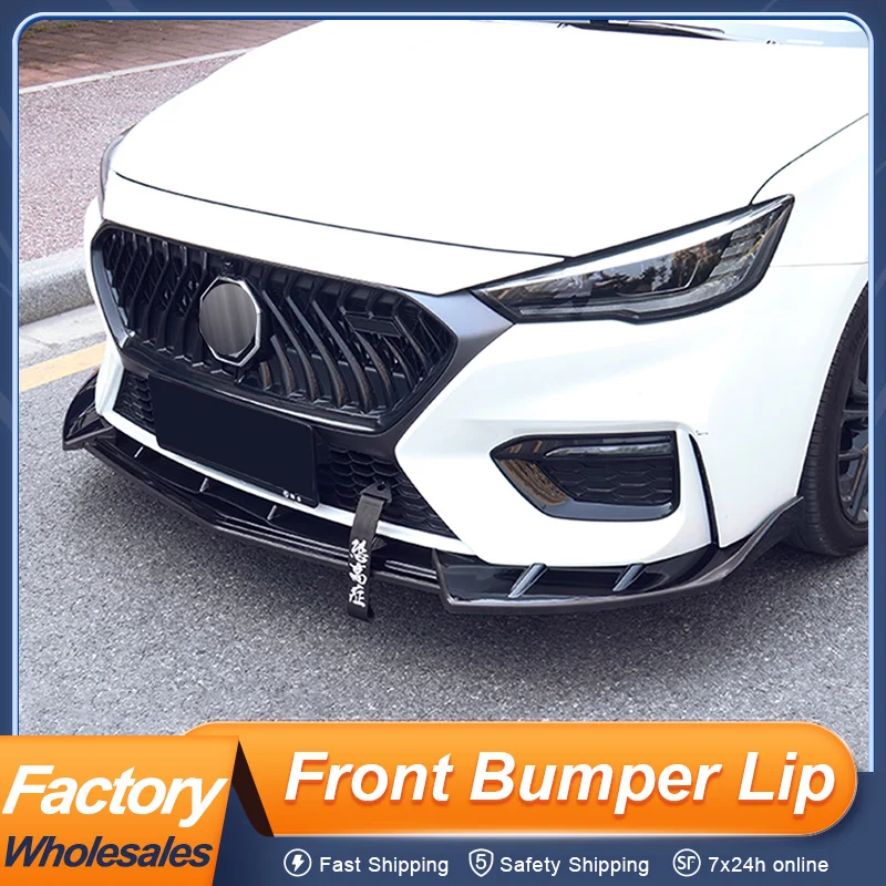 For MG 6 2020 2021 Front Bumper Lip Chin Splitter PP Plastic Matt Glossy Black Red Carbon 3Pcs/Set Bodykit Exterior Accessories