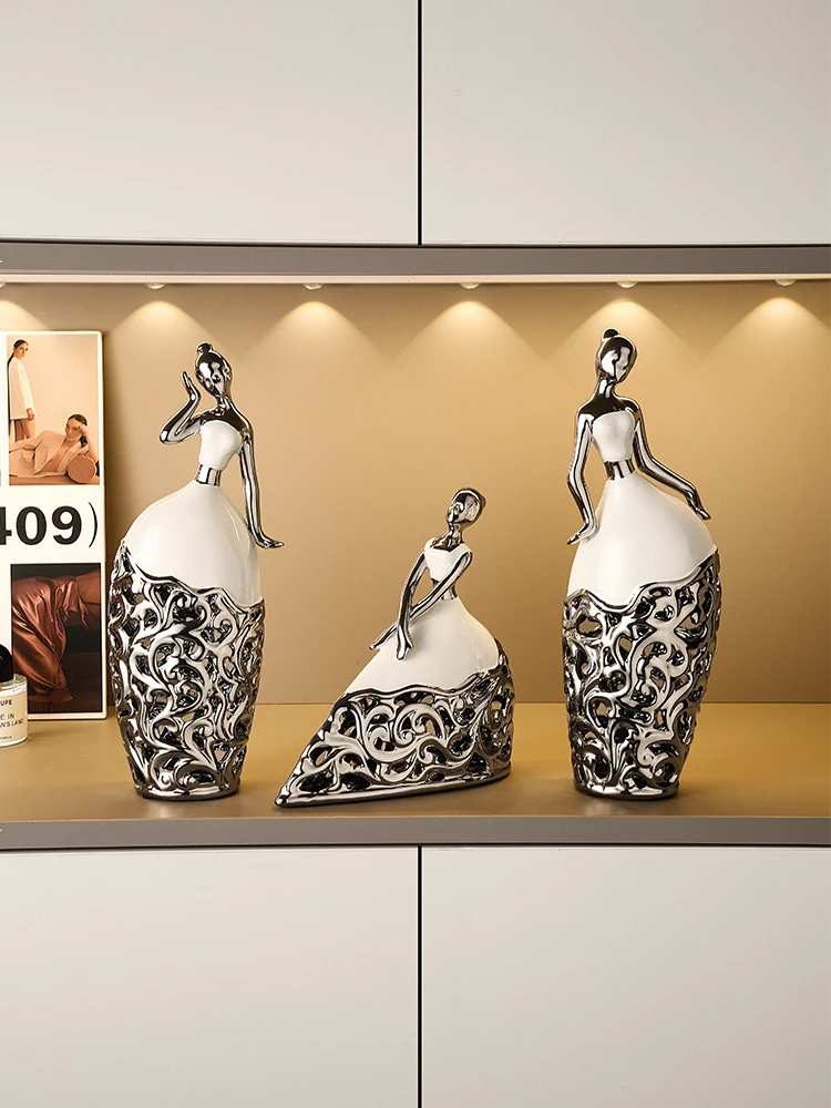 pp-Ceramic Dancers,Female Characters,Living Rooms Offices Desktop Wine Racks Decor Crafts,Figure Sculptures,Modern Decor,Gifts