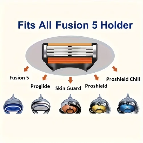 Imagen 2 del producto Maquinilla de afeitar/cuchillas de repuesto Manual para hombre de 6 capas, soporte de maquinilla de afeitar de 5 capas, lavable, herramienta de depilación de acero inoxidable