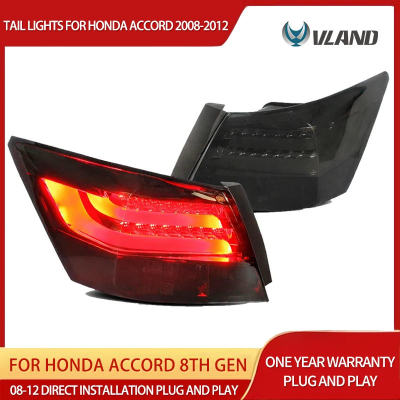 

Vland 08-12 Accord 8th Gen Inspire Sedan LED Tail Lights with Amber Turn Signal [2PCS]