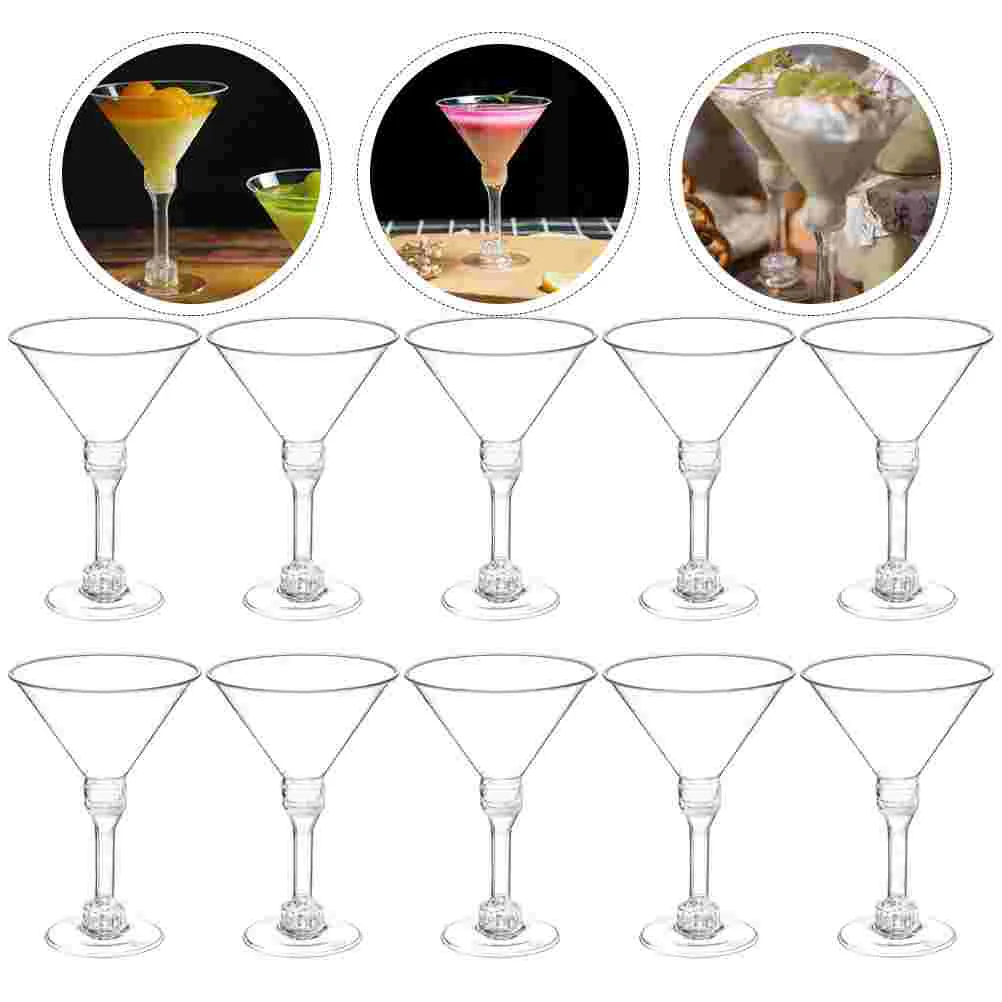 

10 Pcs Plastic Cocktail Cups Clear Goblets Red Glasses Camping Party Beverage for