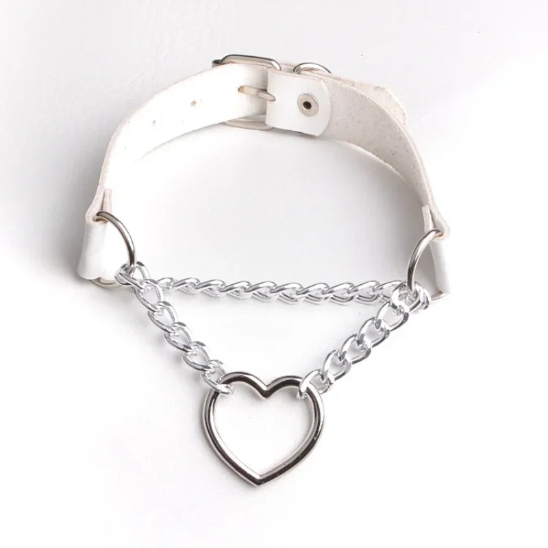 Collar de cadena de corazón de melocotón de cuero PU Sexy, Bondage BDSM, arnés corporal esclavo, Juguetes sexuales para juego de pareja