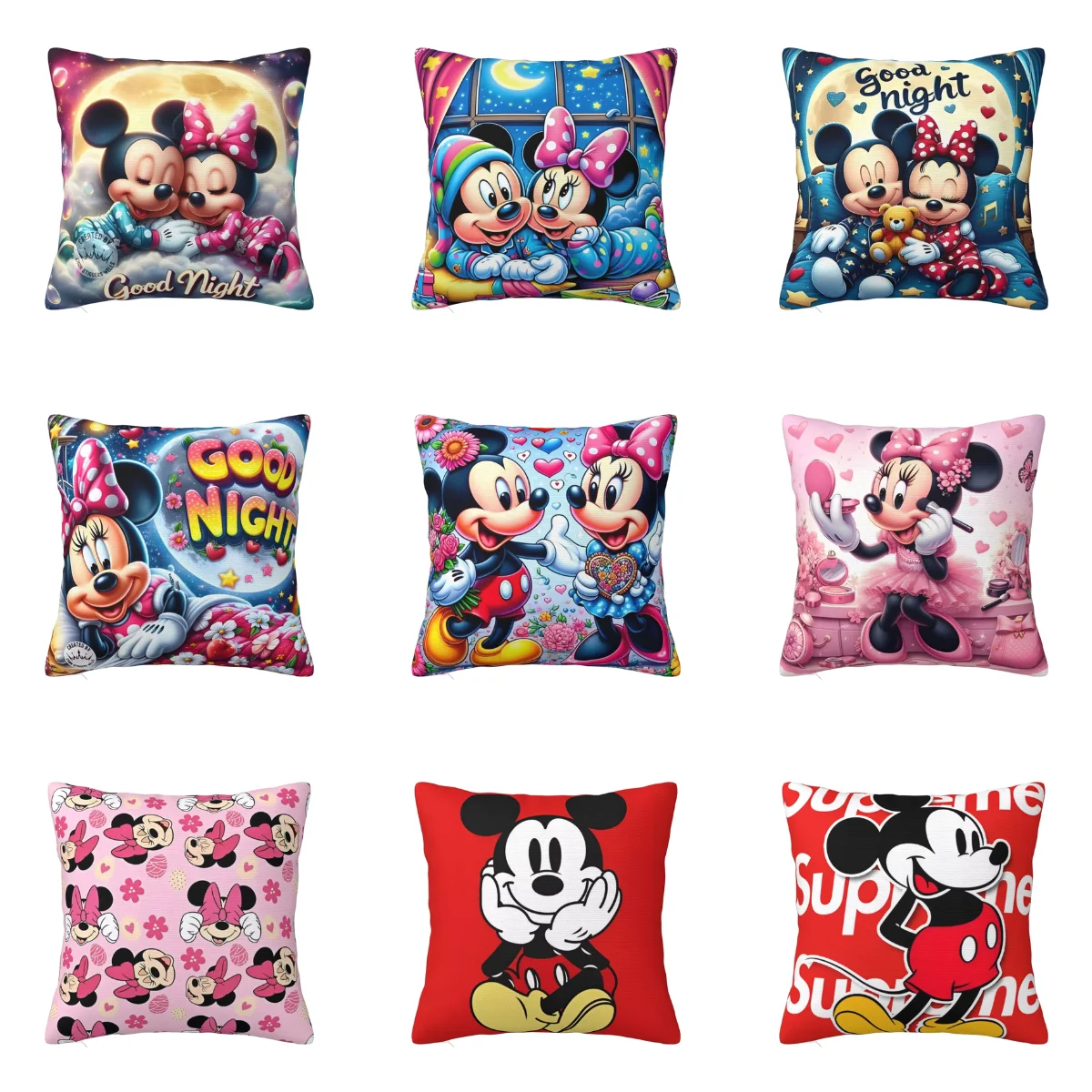 Animated Movie Mickey, Minnie Pillow Cover Soft Pillow Case Cushion Cover Retro Trendy Pattern Pillowcases For Living Room Chair