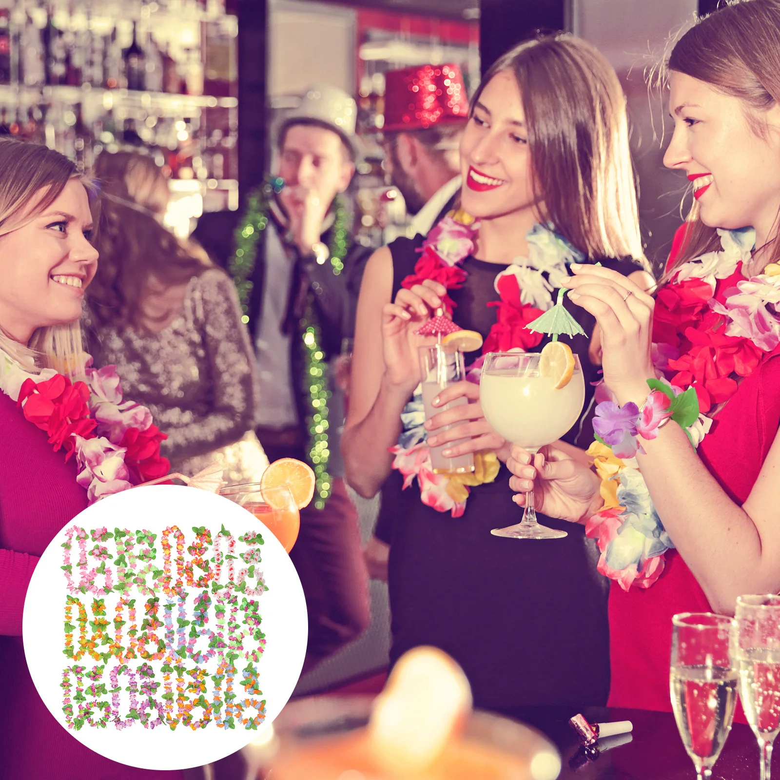 

12Pcs Floral Wreath Hawaiian Garland Set 4 Pieces Headband Necklace Bracelet for Luau Party Beach Festival Travel Accessories