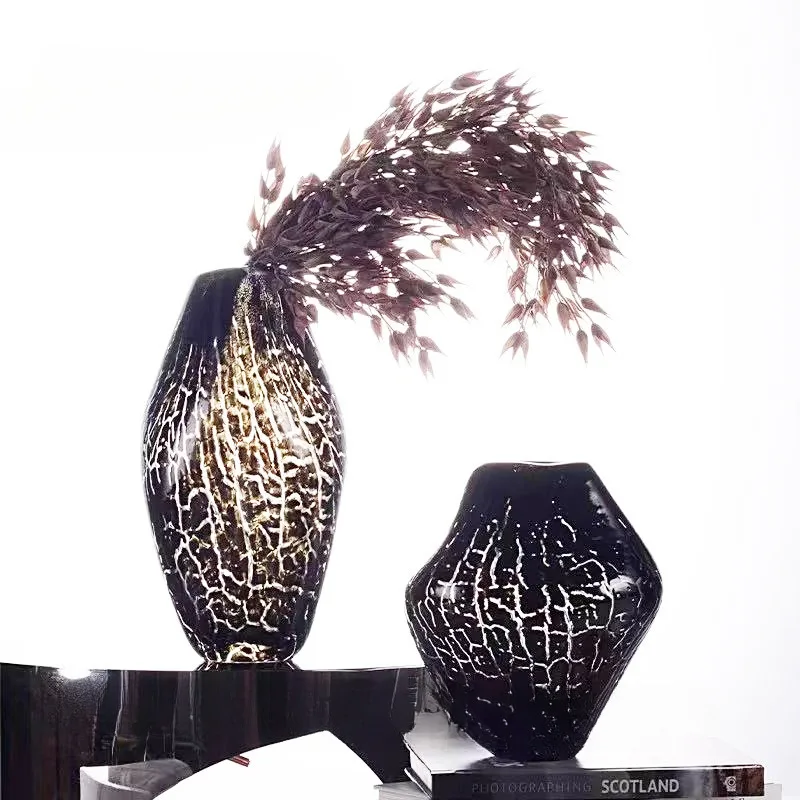 Light luxury modern Chinese classical leopard print glass vase sales office living room home accessories flower ware