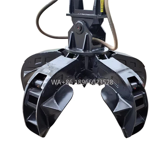 Agarre de acero de cinco pétalos de alta eficiencia en forma de loto para excavadora, cucharón de agarre de elevación para dragado y descarga de carbón