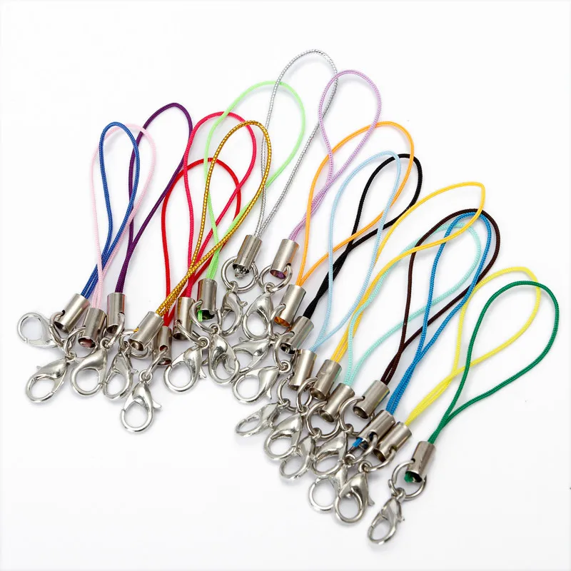 10/50Pcs Multicolor Polyester Lanyard Metal Lobster Clasp For DIY Keyring Keychain Mobile Phone School Bag Pendant Accessories