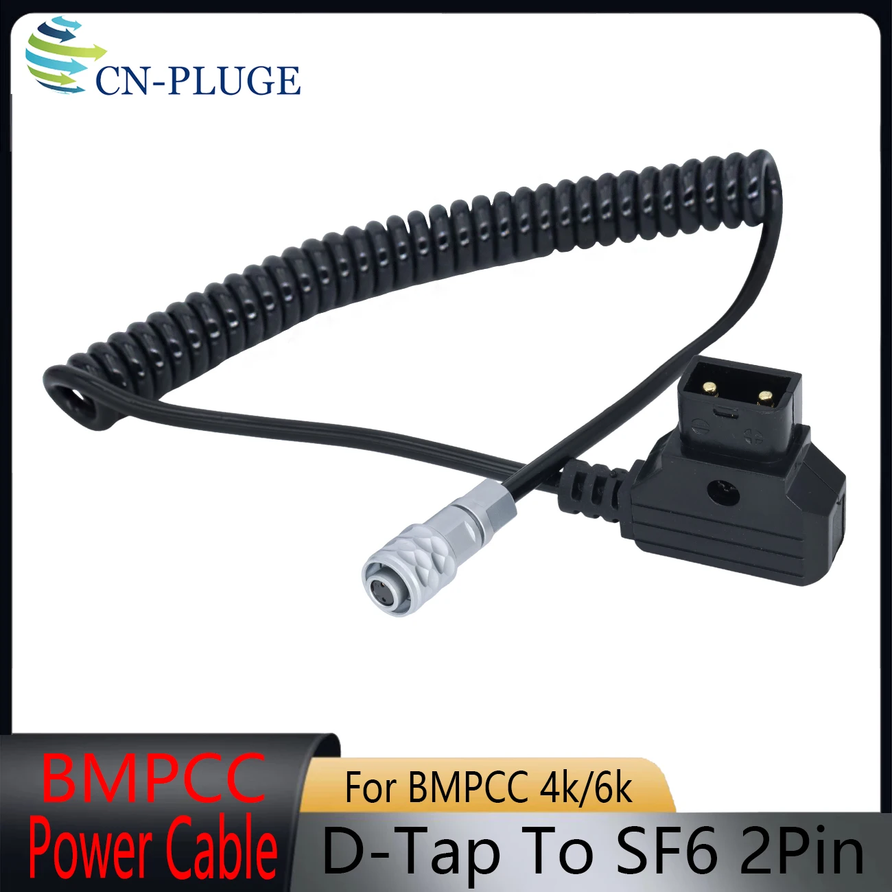 D-Tap to BMPCC 4K 6K Pro 2Pin Female Power Cable, Suitable for Blackmagic Pocket Cinema 4K and Gold and V-Mount Battery