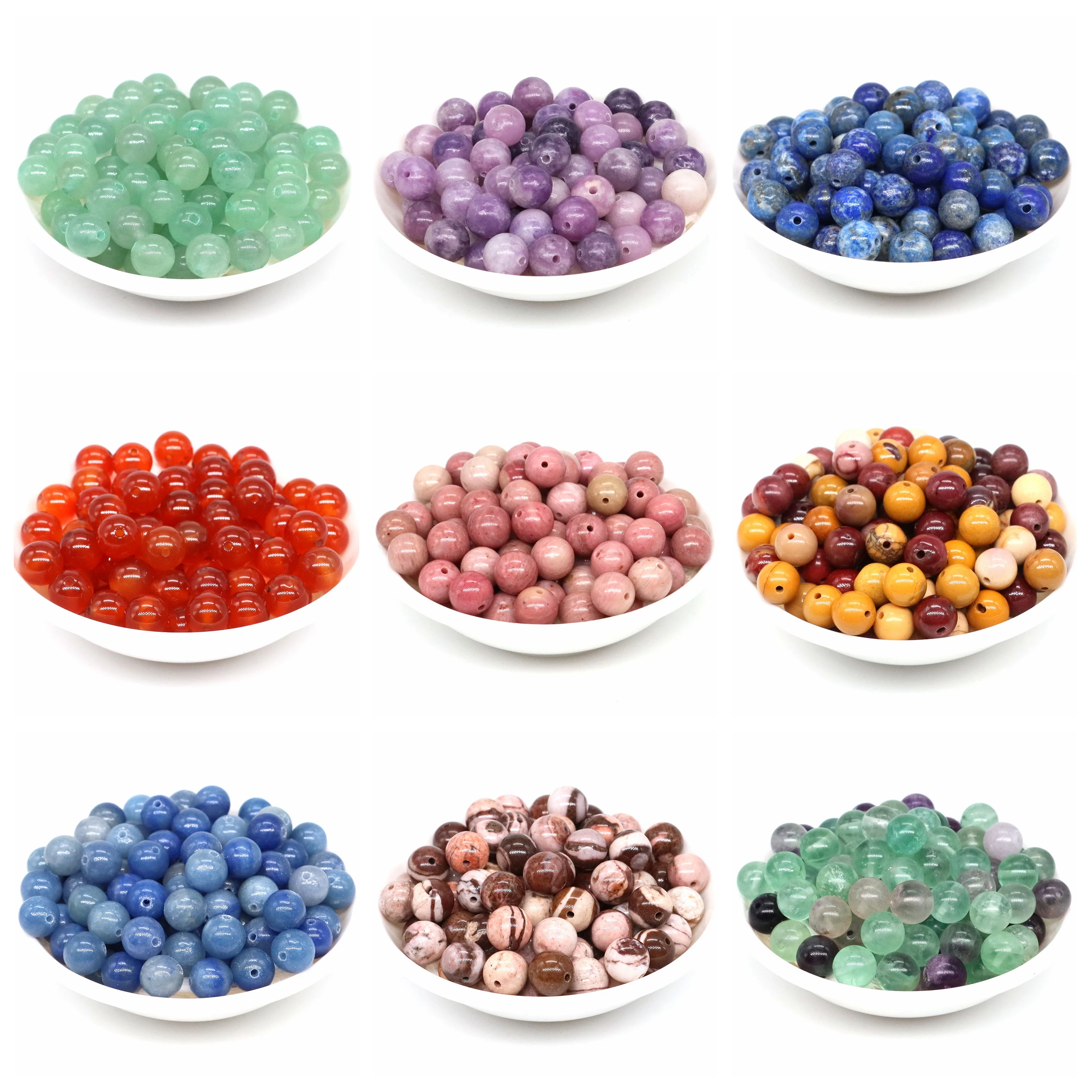 Natural Round Stones Loose Beads for Jewelry Making DIY Bracelet Healing Crystal Amethyst Quartz Necklace Accessories 4/6/8/10mm