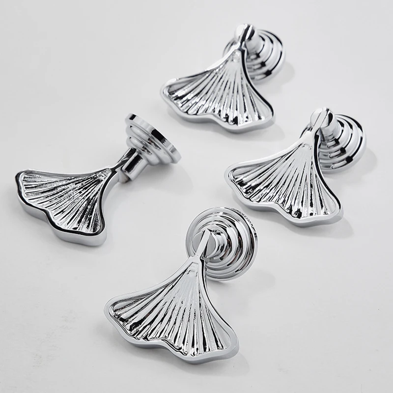 High-end 8PCS Solid Brass Ginkgo Leaf Pendant Pulls Handles Drawer Knobs Cupboard Wardrobe Closet Cabinet Door Pulls Knobs